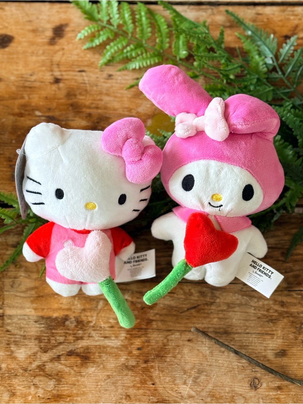 Hello Kitty Plush Pair with Pink Bows and Red/Pink Hearts NWT